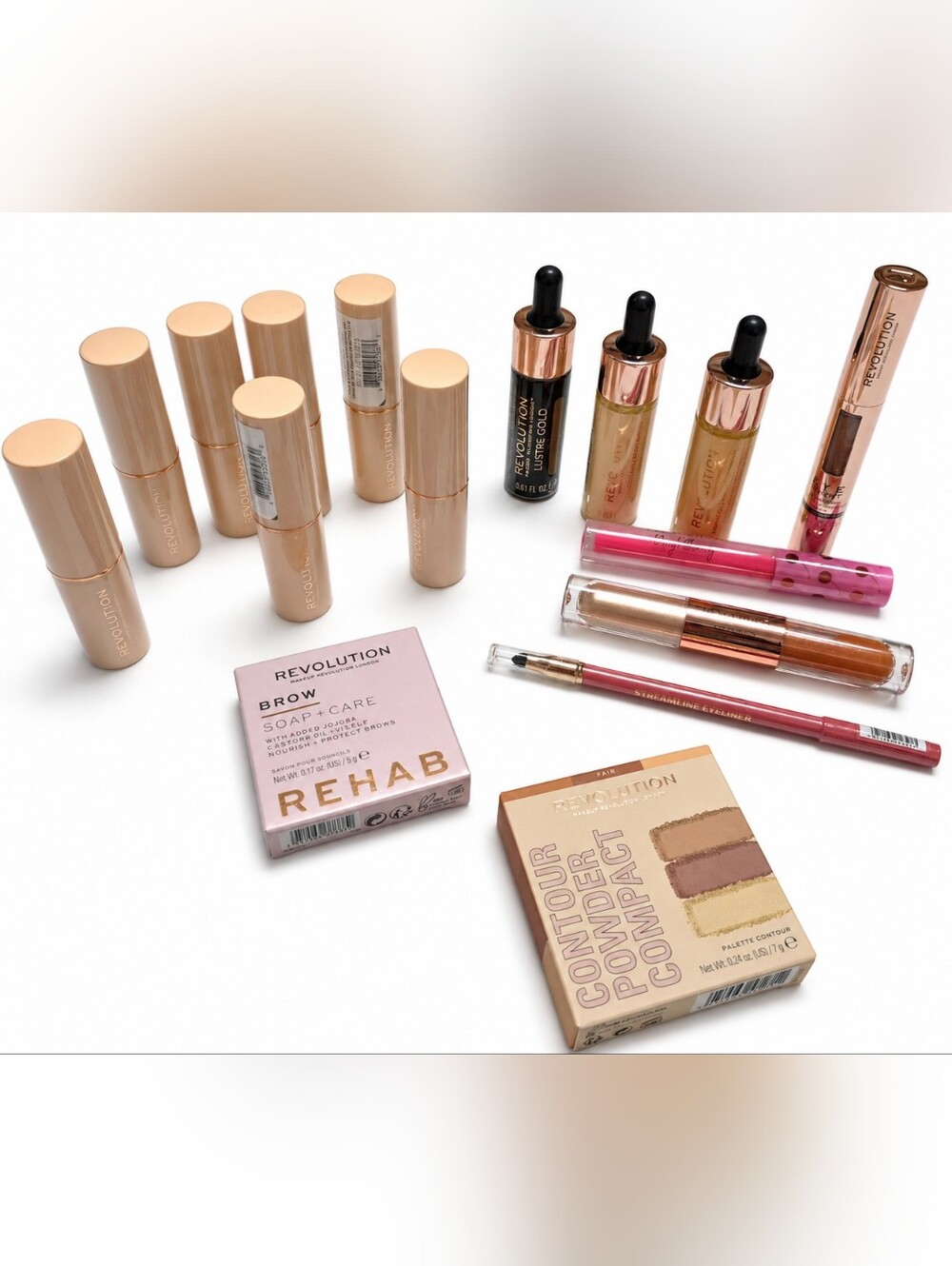 Makeup Revolution Beauty Bundle -  Foundation Contour Lip Brow Eye New Sealed